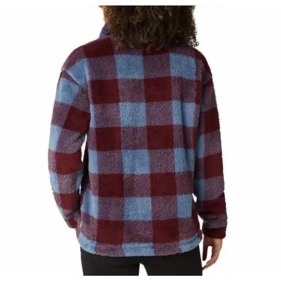 Eddie Bauer Ultra Plush Fleece Quarter Zip Sweatshirt Plaid Print Pullover SZ XL - Picture 3 of 11